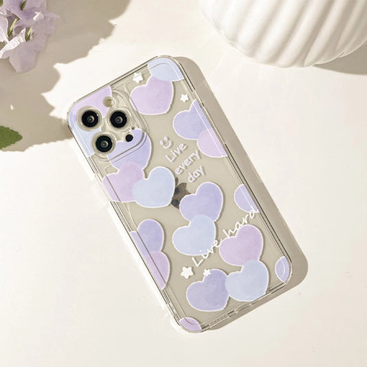 Full Purple Hearts iPhone Case 6 7 8 PLUS SE2 XS XR X 11 12 13 14 15 Pro Promax 12mini 13mini