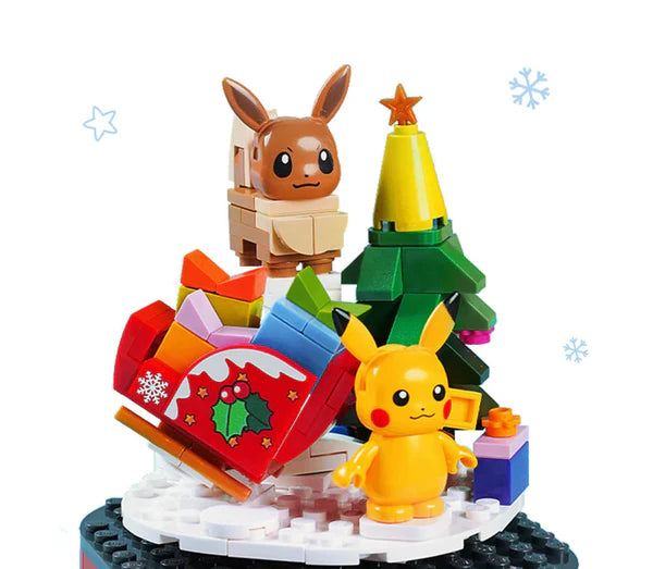 Pokemon Christmas Music Box Pikachu and Eevee Building Blocks Toy