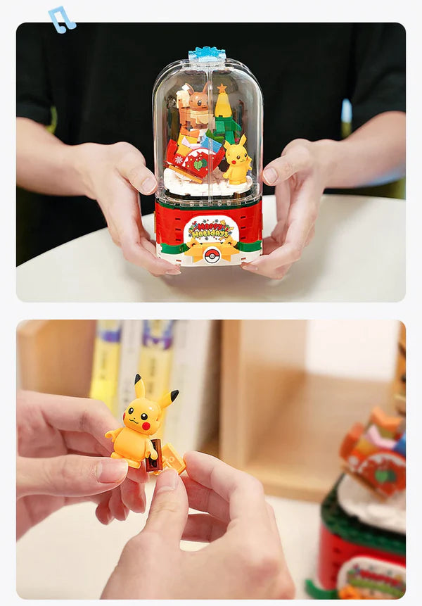 Pokemon Christmas Music Box Pikachu and Eevee Building Blocks Toy