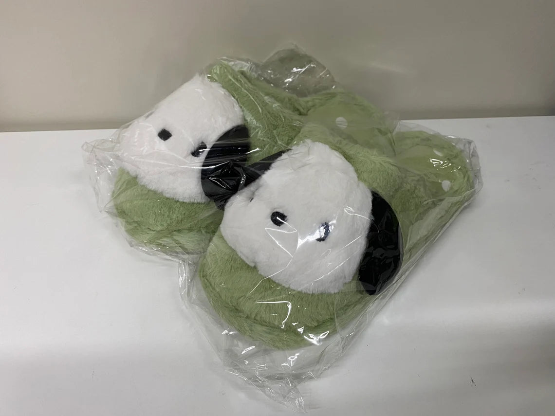 Sanrio Pochacco Green Fluffy Big Head Fur Winter Slippers
