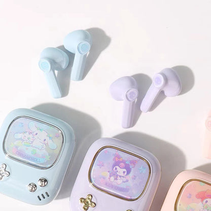 Sanrio Record Player Style TWS Bluetooth Earphones My Melody Kuromi Cinnamoroll Pochacco