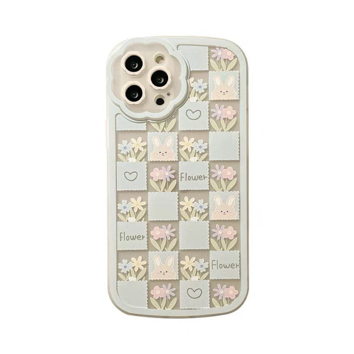 Korea Style Rabbit with Flower iPhone Case XS XR X 11 12 13 14 Pro Promax
