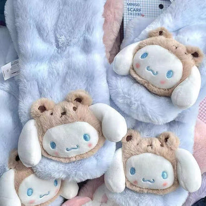 Sanrio My Melody Kuromi Cinnamoroll Animals Fluffy Scarf Winter Accessories