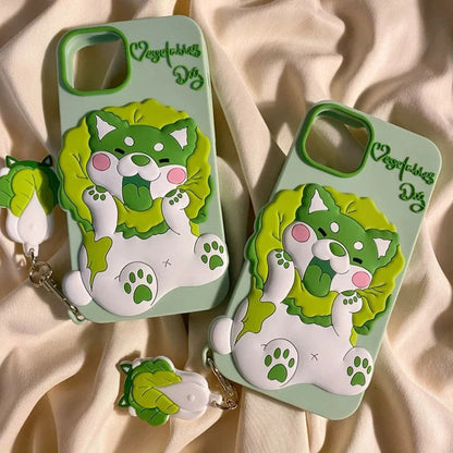 Japanese Cartoon Anime Vegetables Dog Green Soft iPhone Case XS XR X 11 12 13 14 Pro Promax