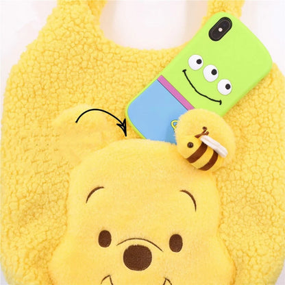 Disney Winnie The Pooh Big Head Yellow Fluffy Tote Shoulder Bag