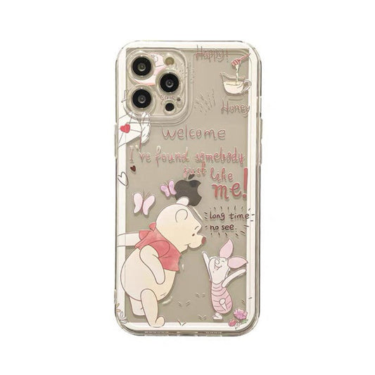 Cute Honey Bear Winnie and Pig Style iPhone Case 6 7 8 PLUS SE2 XS XR X 11 12 13 14 15 Pro Promax 12mini 13mini